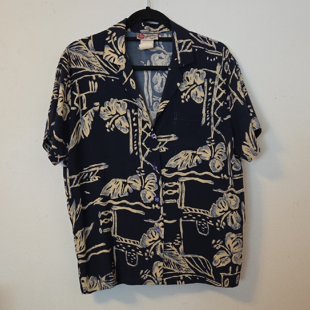 Hilo Hattie Navy and Cream Floral Shirt